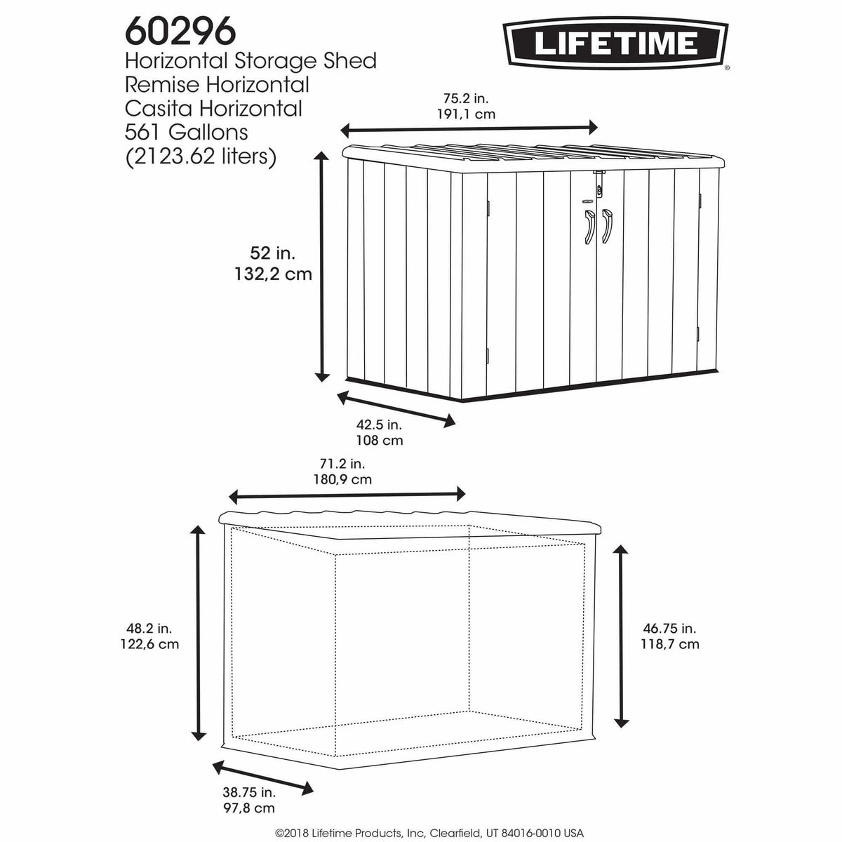 LIFETIME Horizontal Outdoor Storage Shed