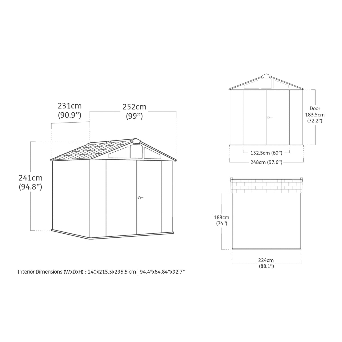Keter Stronghold 8x8ft Garden Shed – Brown | 6m² Outdoor Storage | Evotech+ Resin Composite | Double‑Wall Construction | Steel‑Reinforced Roof | Skylight & Windows | Heavy‑Duty Floor | Lockable Doors