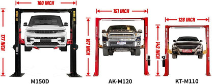 KT-M120L 12000lbs Two Post Lift Auto Lift 2 Post Car Lift Extra Height 167” / 4.235M Max Wide 151 Inch Truck Clear Floor Hoist CE Certified