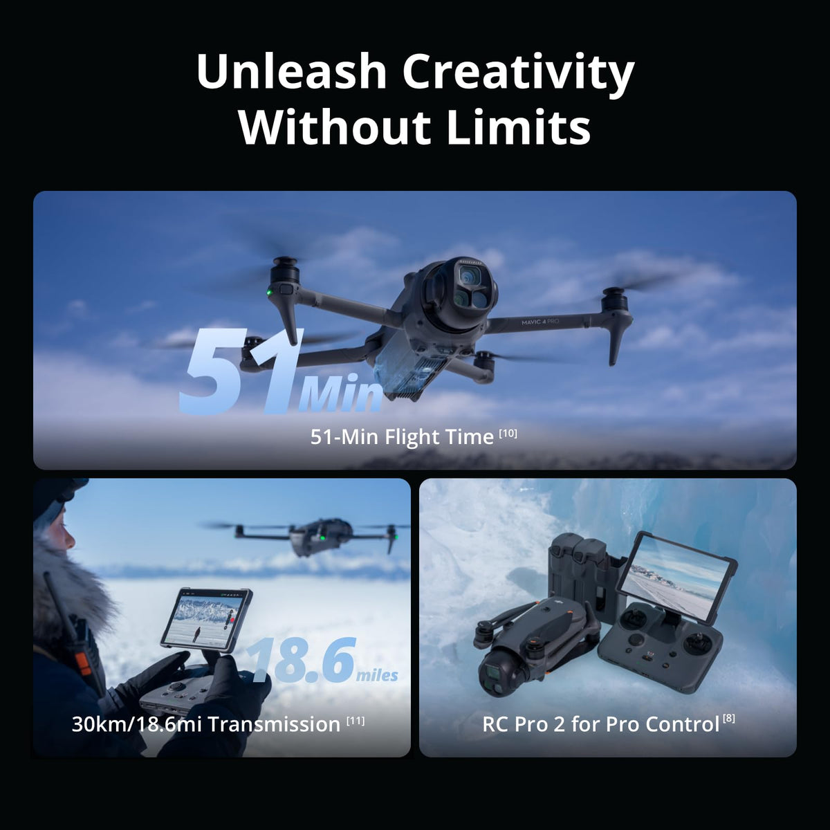 DJI Mavic 4 Pro Drone With DJI RC 2, Flagship Tri-Camera Drone
