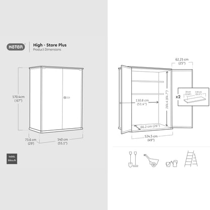 Keter Signature 1400L High Store – Premium Vertical Outdoor Storage Cabinet | Rosewood Wood‑Effect | Secure, Weather‑Resistant & Easy Assembly