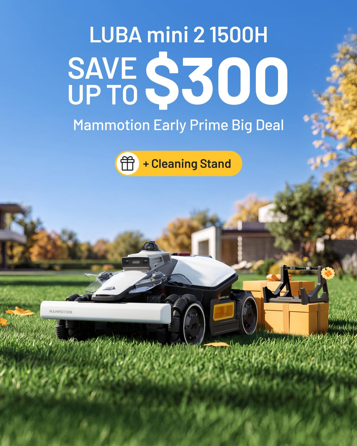 (2026 NEW) Mammotion LUBA mini 2 AWD 1500H Robot Lawn Mower with Garage, for 0.37 Acres, 360° LiDAR+Dual-Camera AI Vision, 80% Slope, DropMow, 20 Multi-Zone Management