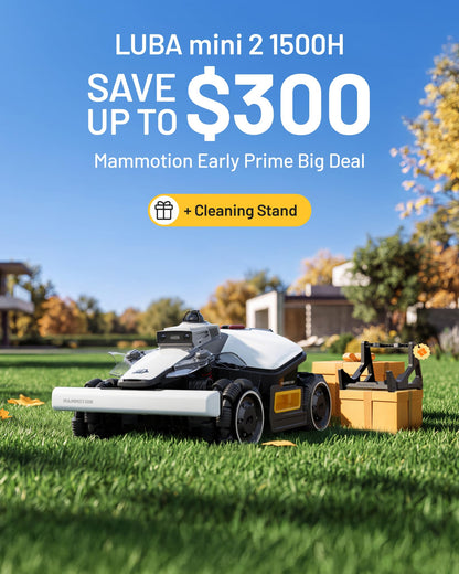 (2026 NEW) Mammotion LUBA mini 2 AWD 1500H Robot Lawn Mower with Garage, for 0.37 Acres, 360° LiDAR+Dual-Camera AI Vision, 80% Slope, DropMow, 20 Multi-Zone Management