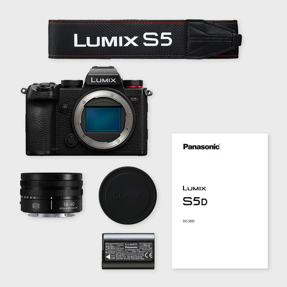 Panasonic DC-S5DNE-K Lumix S5D Full Frame Mirrorless Camera Body, 24.2MP, 4K 60P Recording, Live View Finder, Free Angle Monitor, Wi-Fi, Bluetooth, with S-R1840E 18-40mm S lens, Black