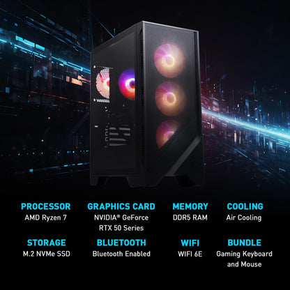 msi Codex Z2 Gaming Desktop, AMD R7-8700F, RTX 5070, 32GB DDR5, 2TB SSD