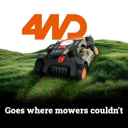 WORX Robot Lawn Mower 4WD for 1/2 Acre, No Perimeter Wire, WR342