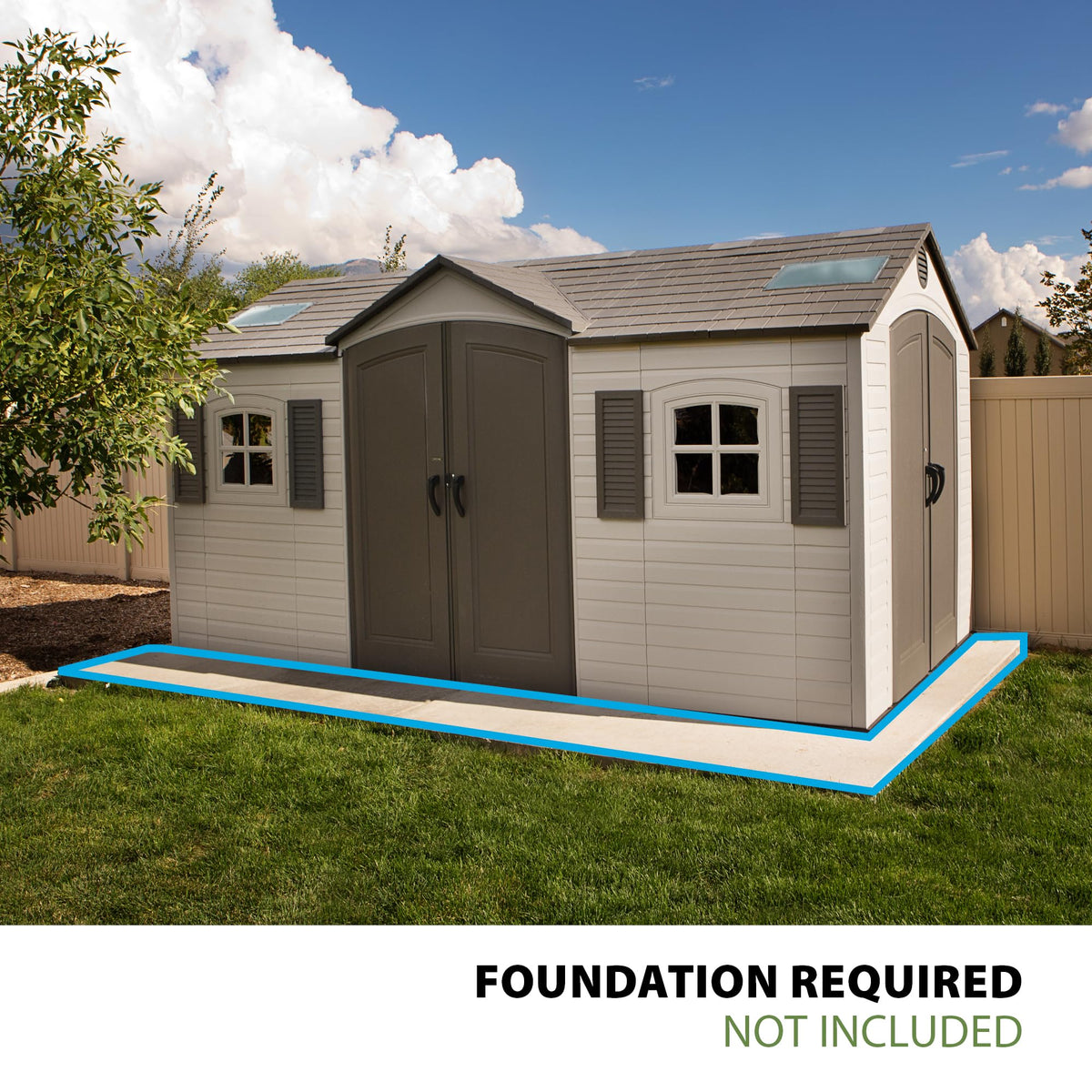 Lifetime 15×8 Ft Dual‑Entry Outdoor Storage Shed