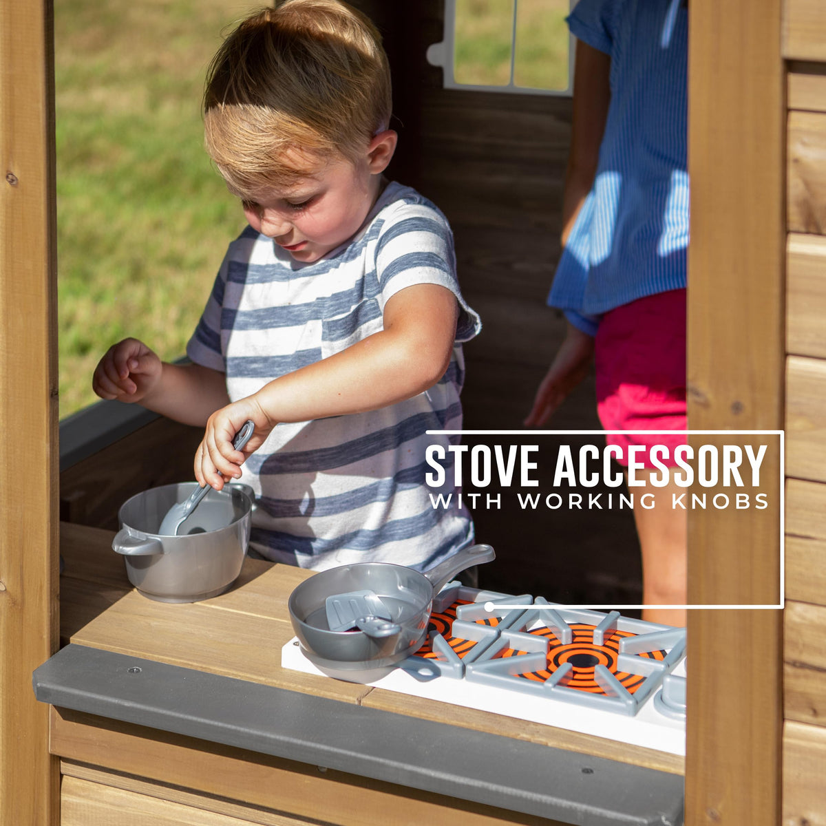 Backyard Discovery Maple Leaf Cedar Kids Outdoor Playhouse | Snack Bar