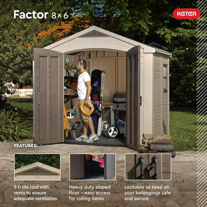 Keter Factor (8x6 ft) Large Resin Outdoor Storage