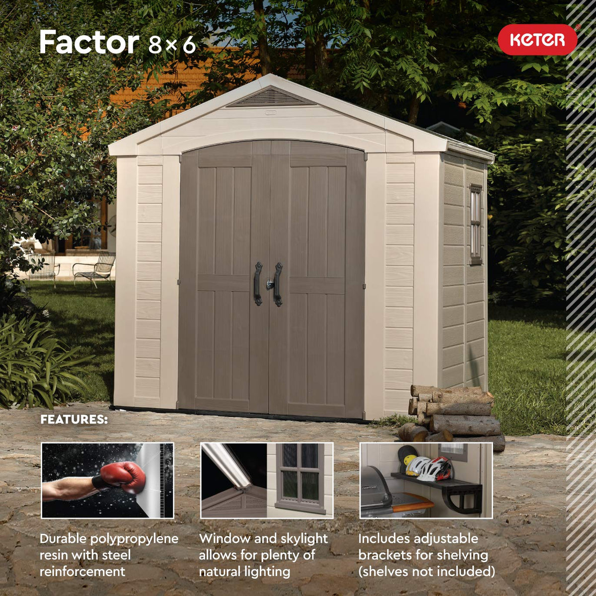 Keter Factor (8x6 ft) Large Resin Outdoor Storage