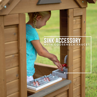 Backyard Discovery Maple Leaf Cedar Kids Outdoor Playhouse | Snack Bar