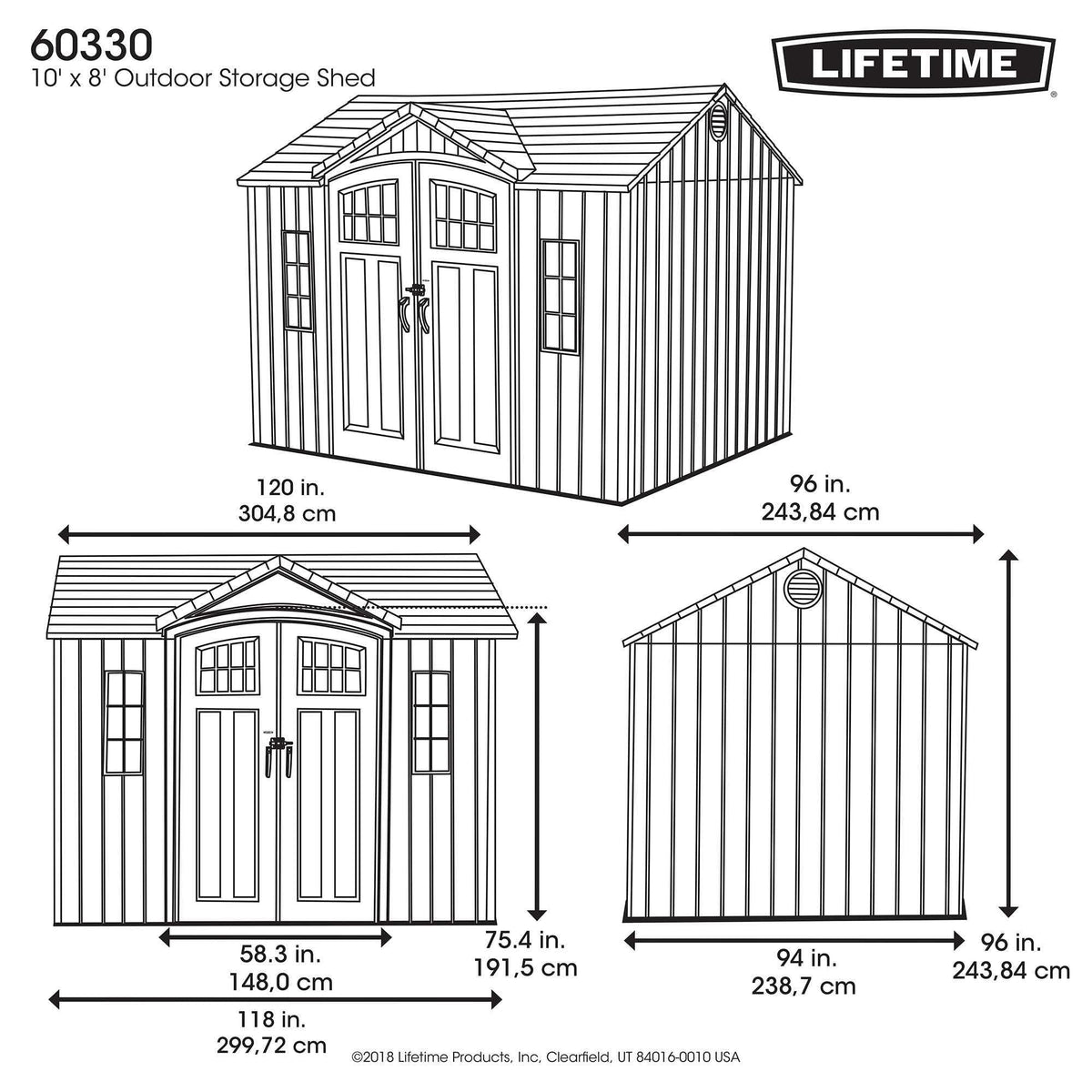Lifetime 10 ft x 8 ft Outdoor Storage Shed