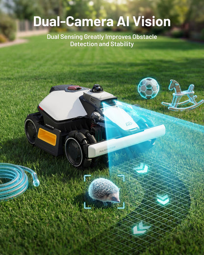 (2026 NEW) Mammotion LUBA mini 2 AWD 1500H Robot Lawn Mower with Garage, for 0.37 Acres, 360° LiDAR+Dual-Camera AI Vision, 80% Slope, DropMow, 20 Multi-Zone Management