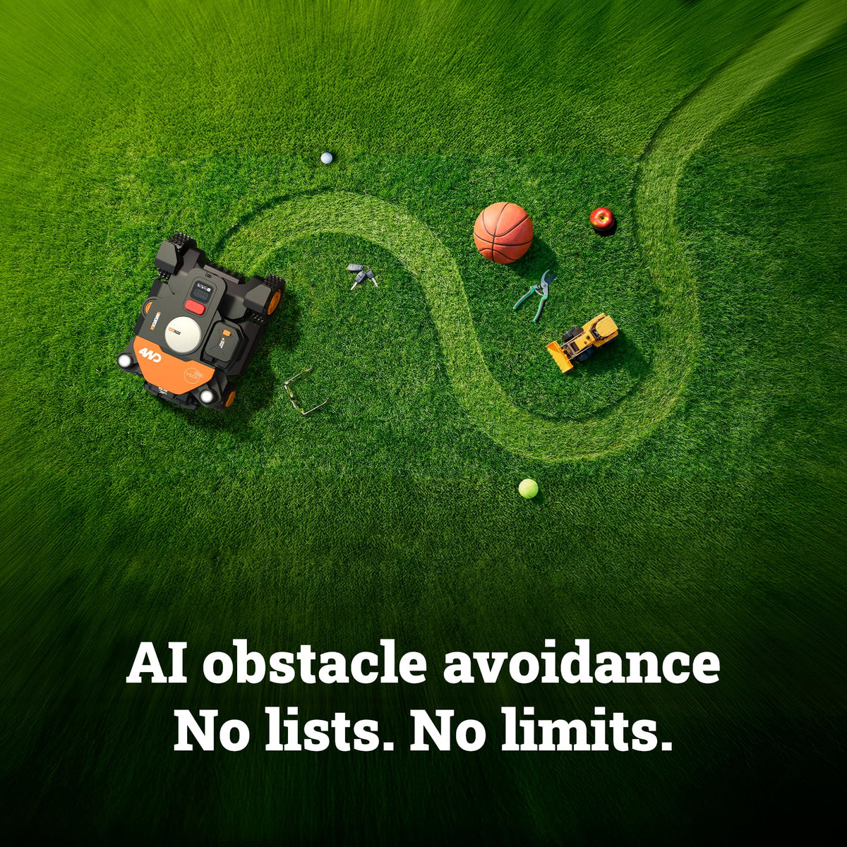 WORX Robot Lawn Mower 4WD for 1/2 Acre, No Perimeter Wire, WR342