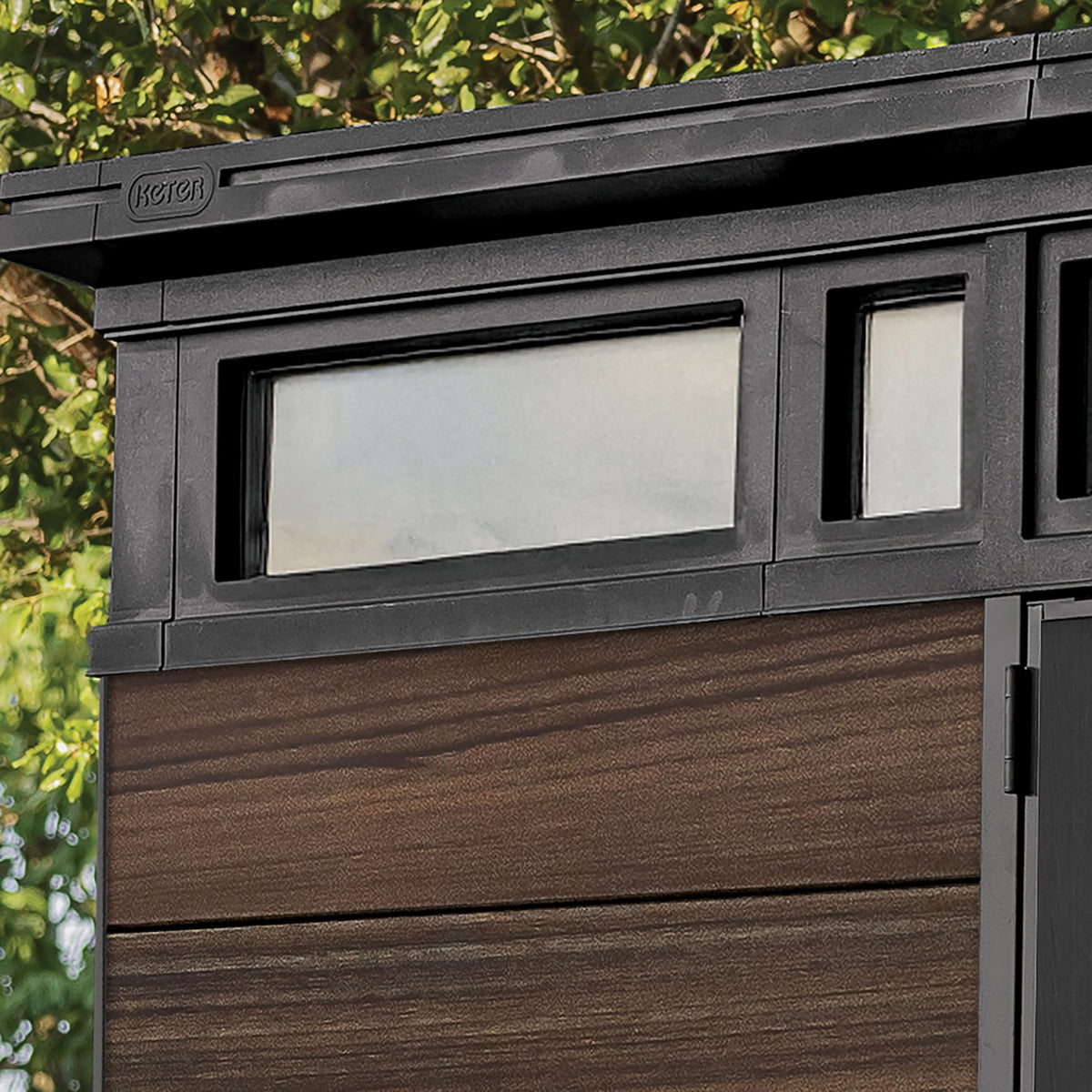Keter Signature Collection Pent 11x7ft Outdoor Storage Shed | Large Weatherproof Garden Building with 13.7m³ Capacity, Steel‑Reinforced Roof, Heavy‑Duty Floor & Lockable Double Doors