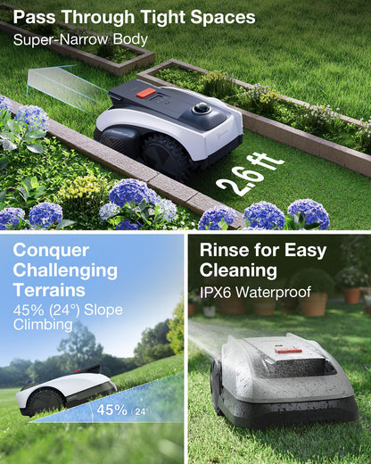 ECOVACS Goat O1000 LiDAR PRO Robot Lawn Mower, Wire-Free Robotic Lawn Mower with Dual-LiDAR Navigation, Built-in Edge Trimming, AI Obstacle Avoidance, App Control, for Lawns Up to 1/4 Acre