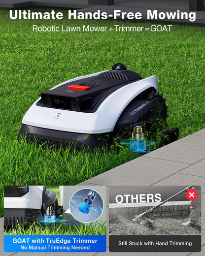 ECOVACS Goat O1000 LiDAR PRO Robot Lawn Mower, Wire-Free Robotic Lawn Mower with Dual-LiDAR Navigation, Built-in Edge Trimming, AI Obstacle Avoidance, App Control, for Lawns Up to 1/4 Acre
