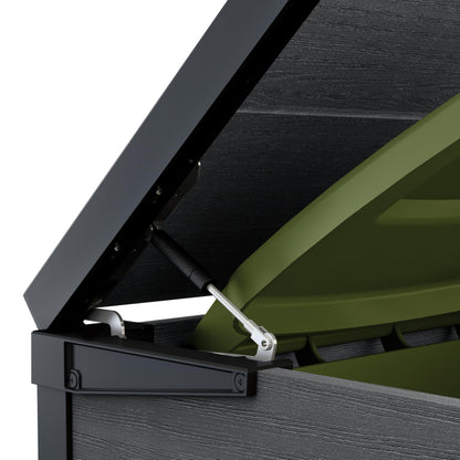 Keter 240L Hideaway 3-Bin Storage Unit | Evotech Wood-Effect, Weather-Resistant | Fits Three 240L Wheelie Bins | Steel & Aluminium Frame | Hydraulic Lids for Easy Access | Outdoor Bin Store