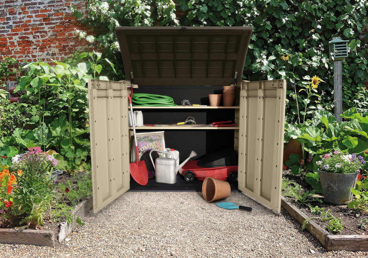 Keter Store It Arc Outdoor Garden Shed, 1200 Litres, Taupe/Beige